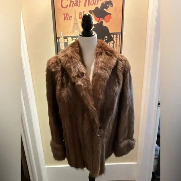Elegant Brown Fur Coat - Picture 3 of 16